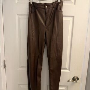 Dynamite Faux Leather Pants in Brown
